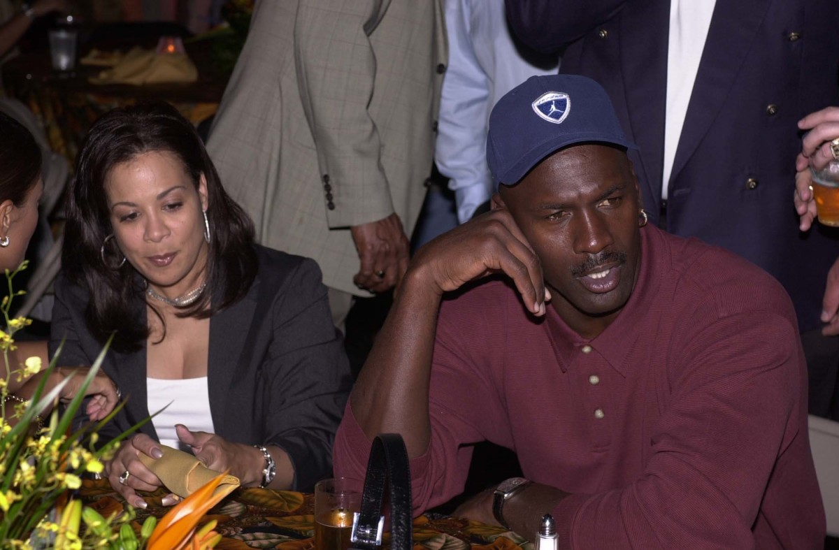 Michael Jordan and his first wife, Juanita Jordan, at an event.