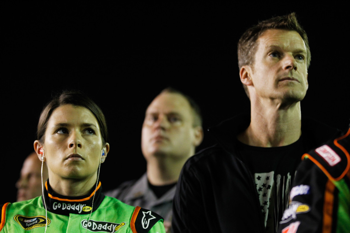 Danica Patrick and her first husband at a NASCAR race.