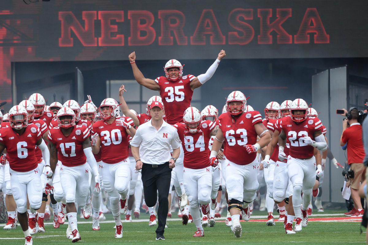 Nebraska's players take the field.