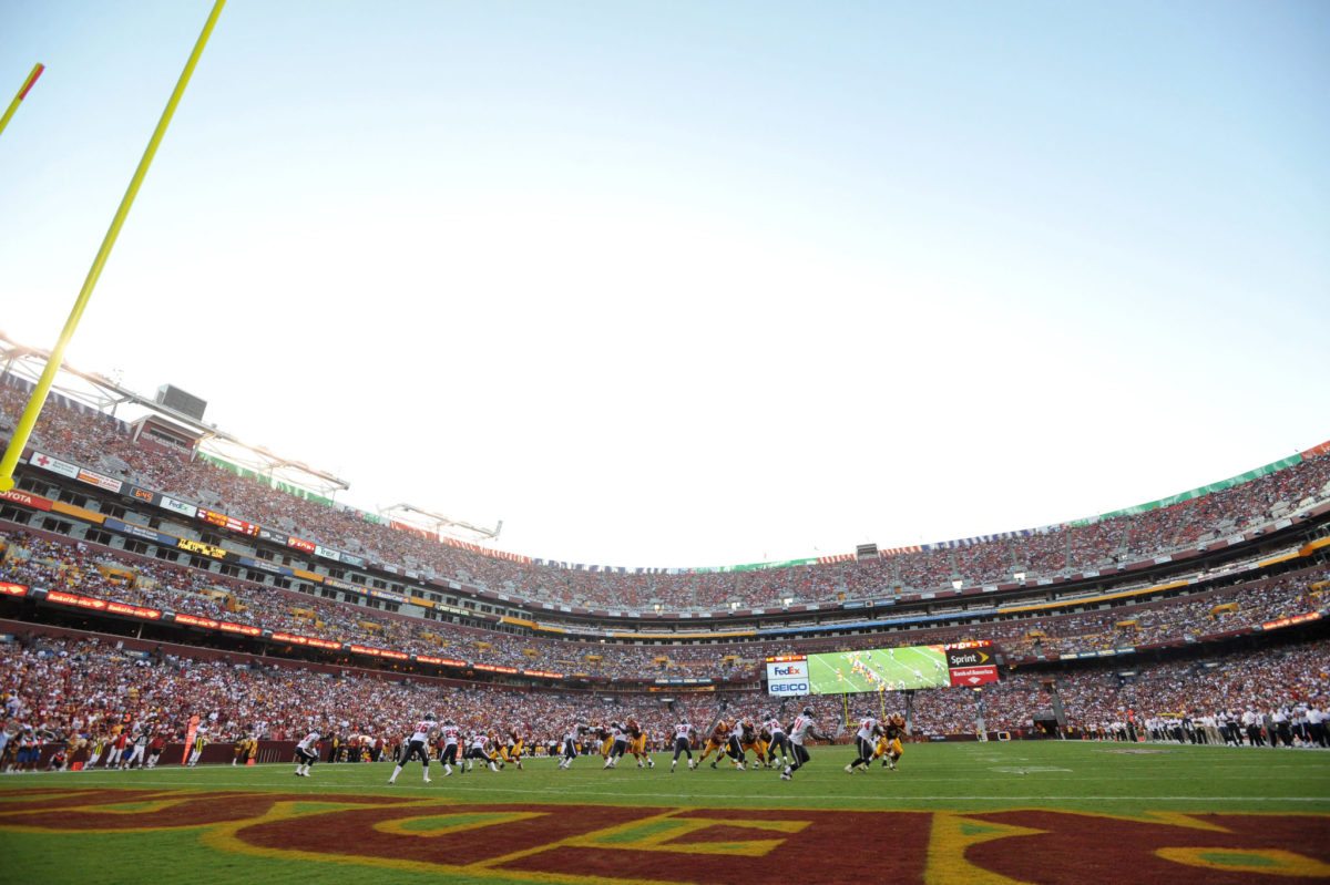 A field level view of the Washington Football Team stadium.