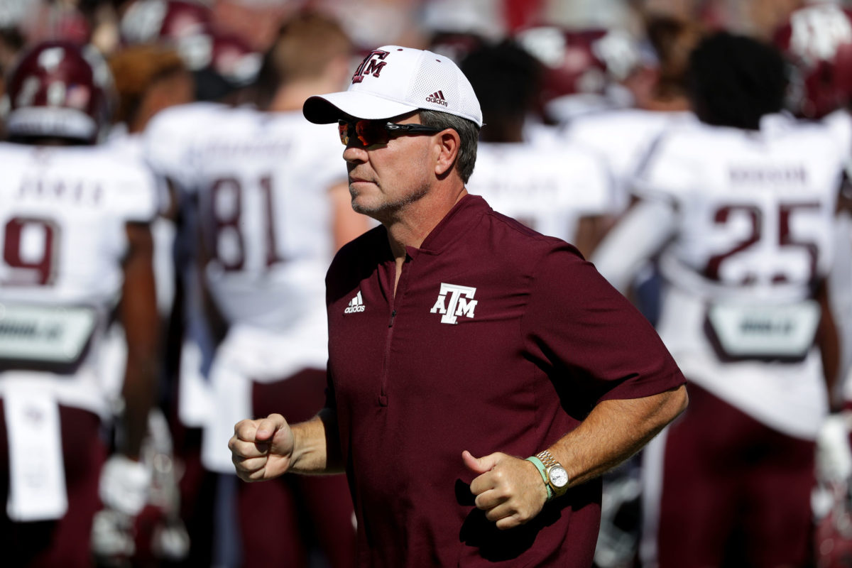A solo shot of Jimbo Fisher in Texas A&M gear.