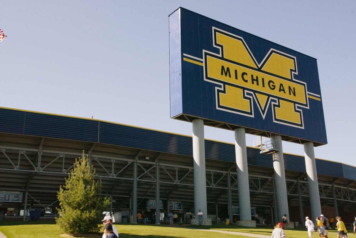 An exterior view of Michigan Stadium prior to a game.