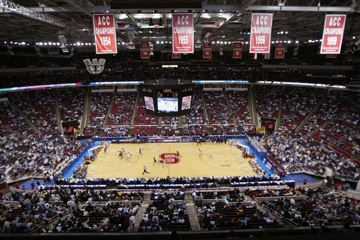 A general view of NC State's basketball court.