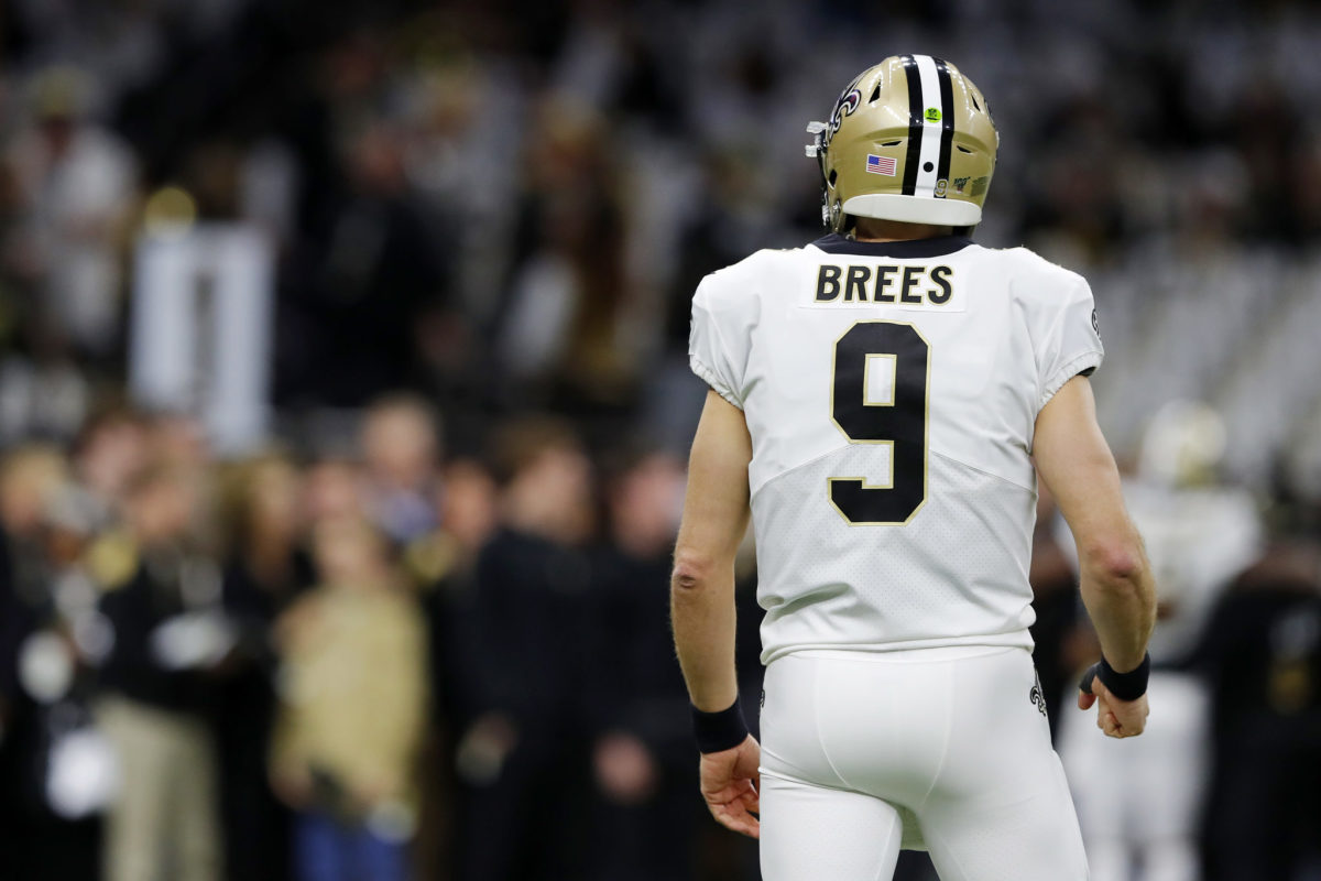 Drew Brees in the first half of the Saints-Vikings game.
