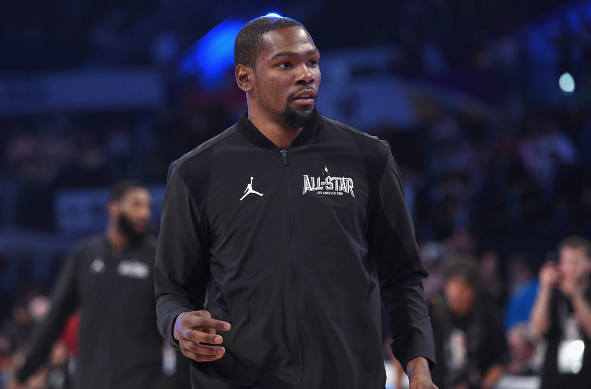 Kevin Durant warming up before the NBA All-Star game