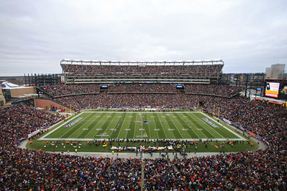 A general view of Gillette Stadium during a Patriots game.