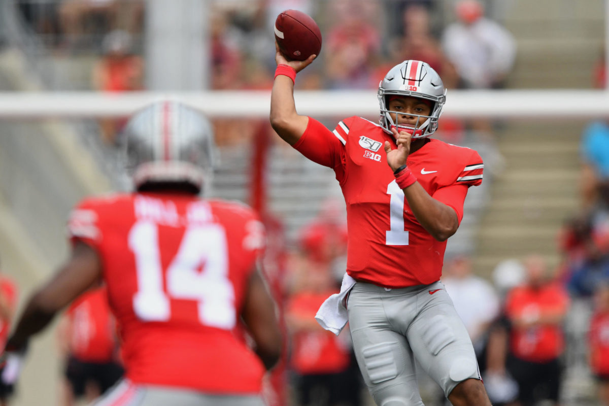 Justin Fields during his first game at Ohio State.