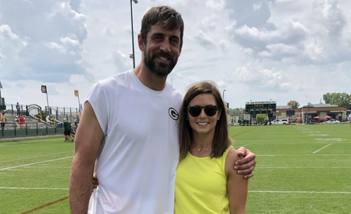 Danica Patrick and Aaron Rodgers in Green Bay.
