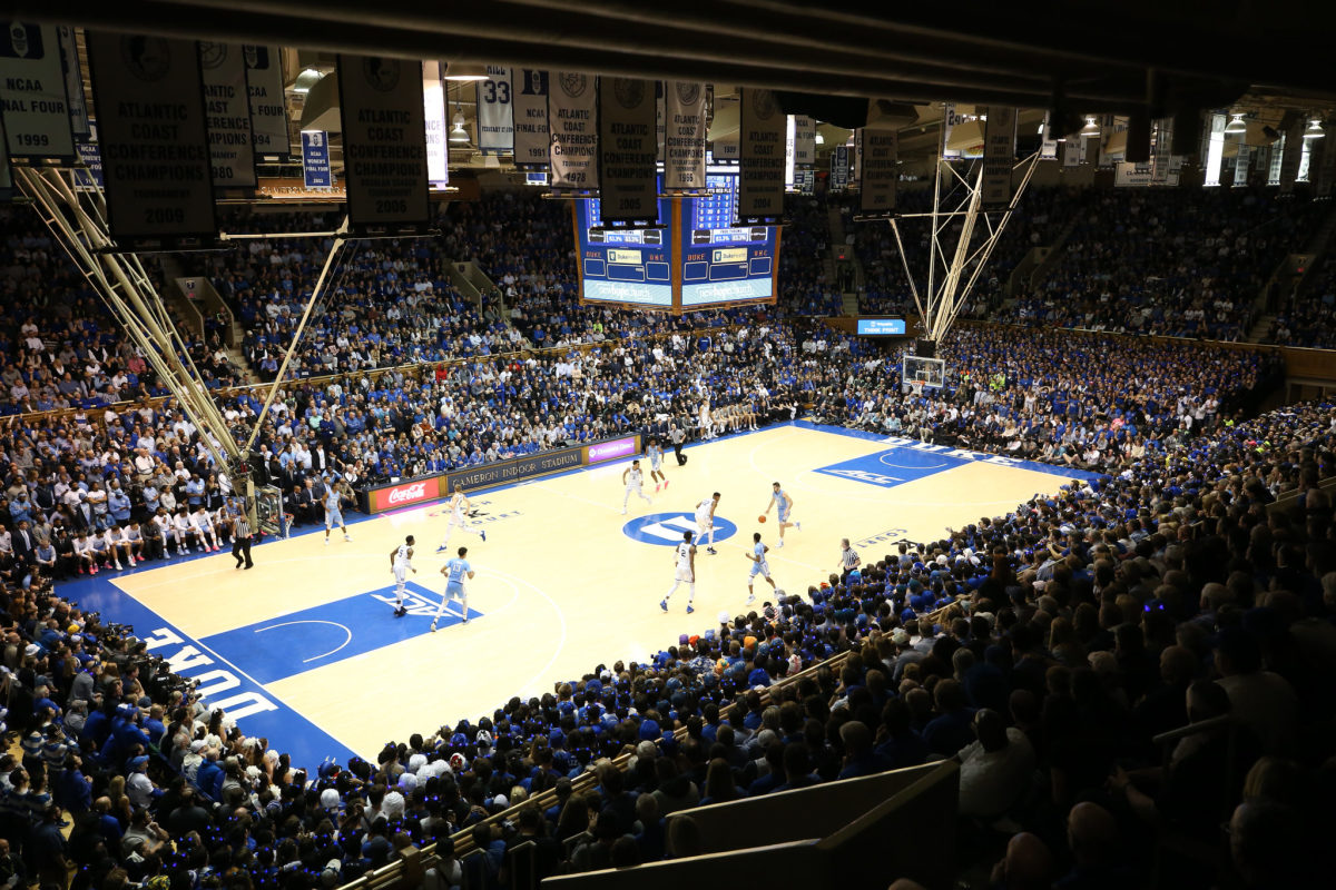 A general view of the Duke Blue Devils basketball arena.