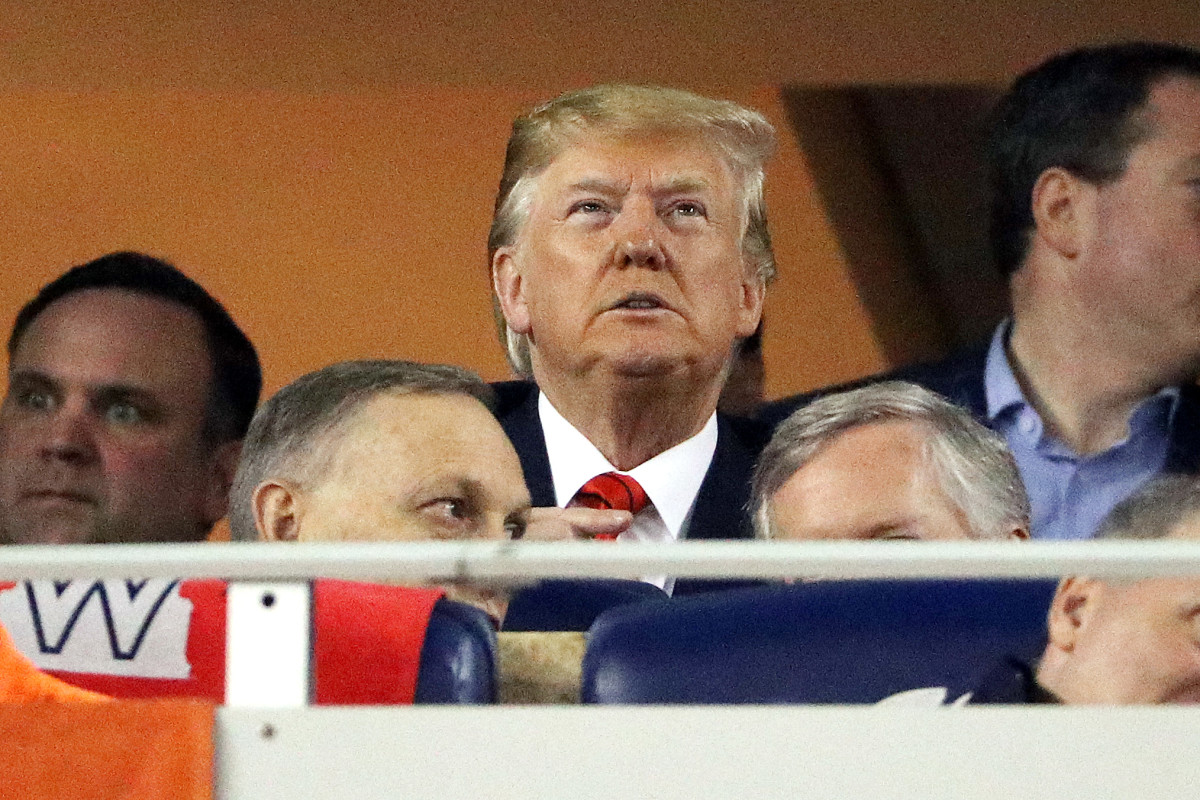 President Donald Trump at the World Series at Nationals Park in D.C.