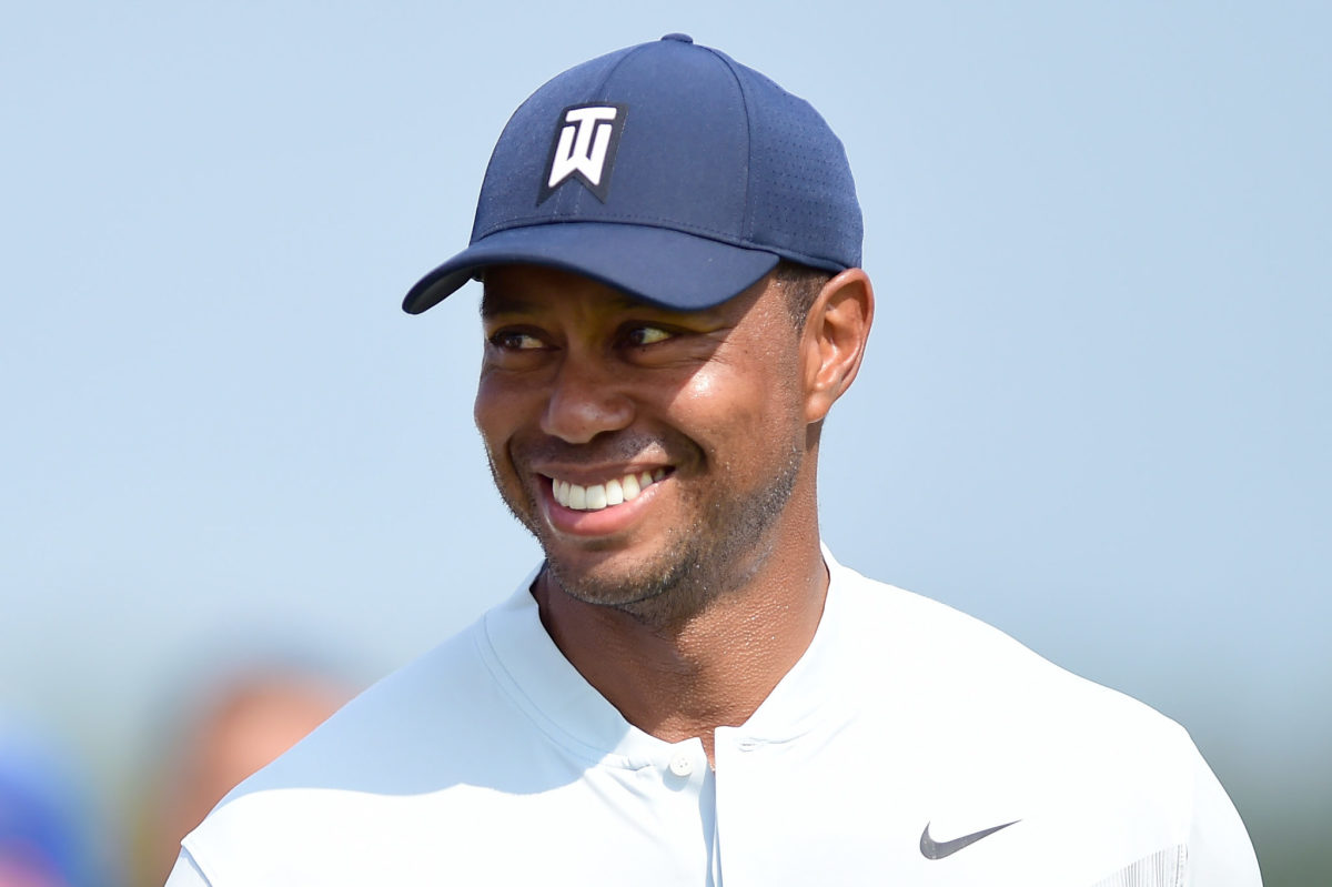 Tiger Woods smiles at the Northern Trust.