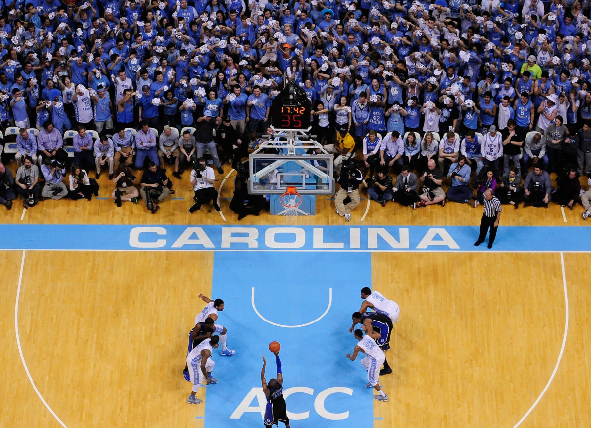 A general view of a game being played between Duke and UNC.