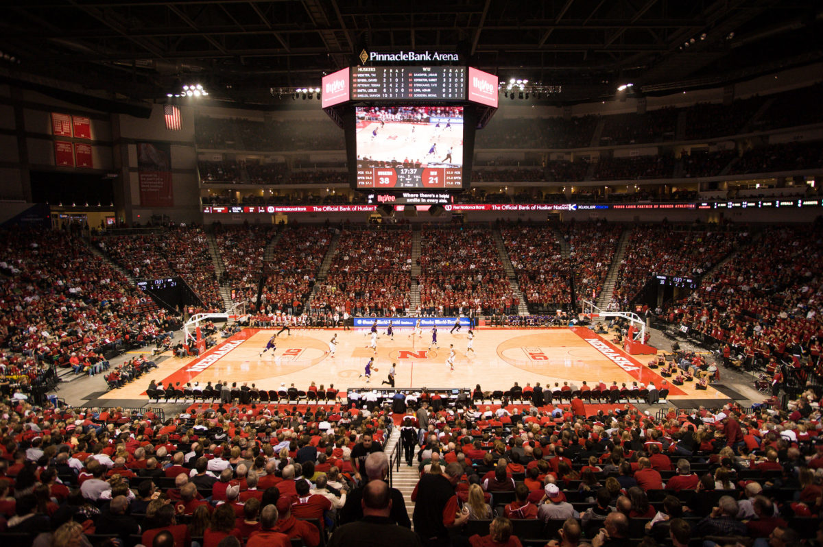 General view of Nebraska basketball's Pinnacle Bank Arena.