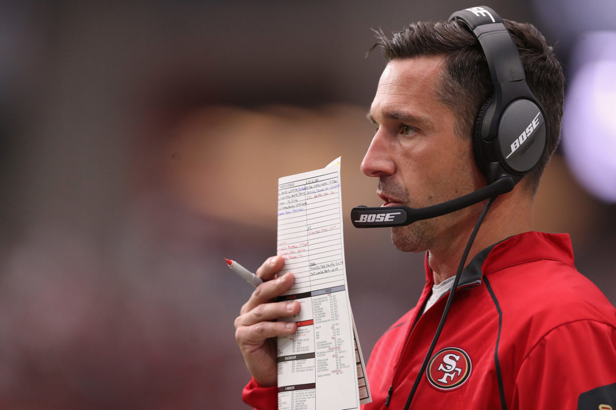 Kyle Shanahan calling plays for the 49ers.