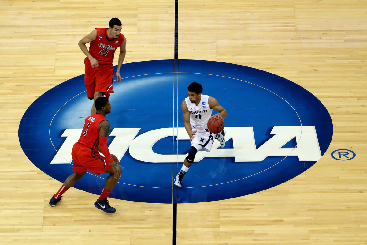 Ole Miss vs. Xavier at center court of the NCAA Tournament.