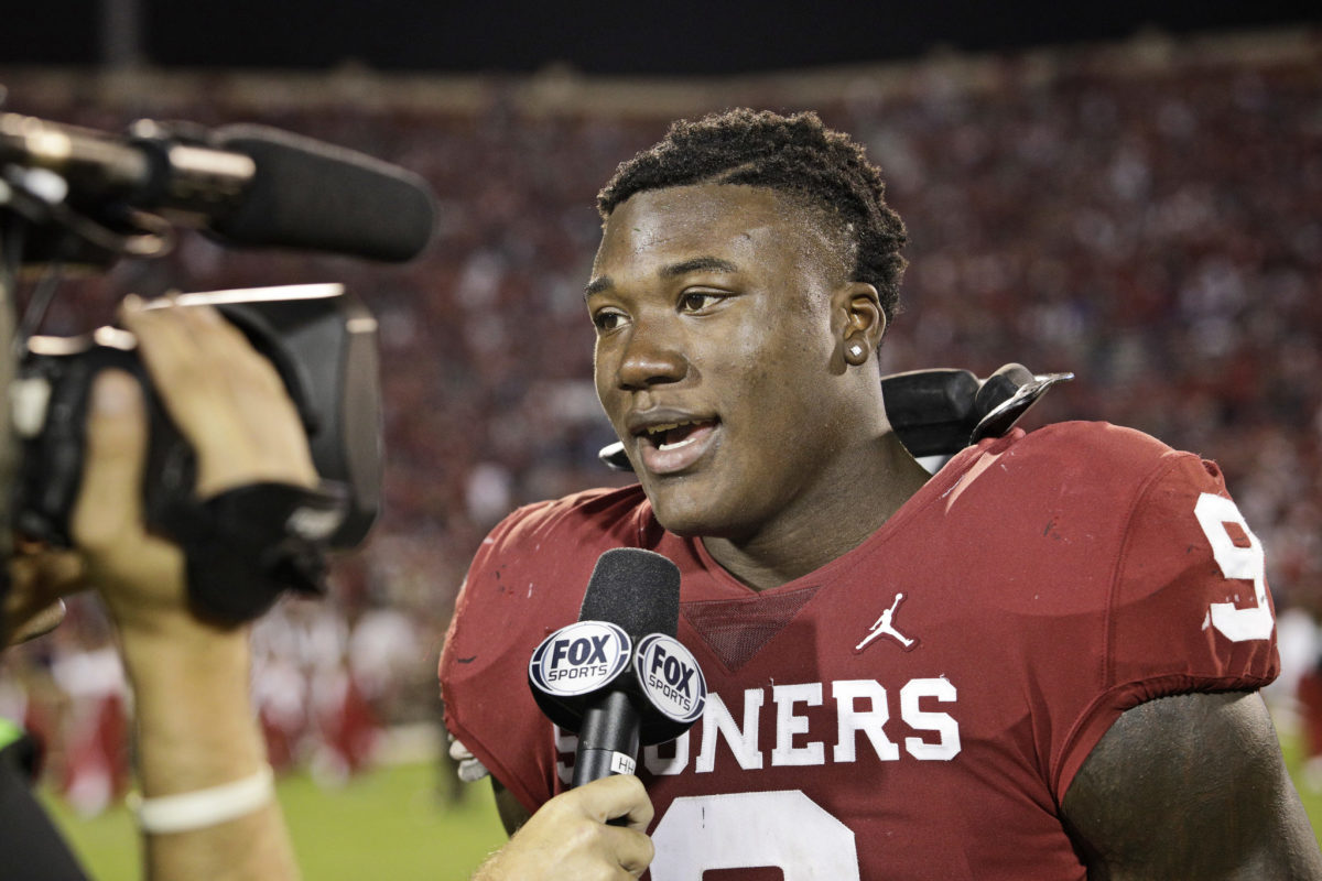 Oklahoma football's Kenneth Murray interviewed after win over Army.