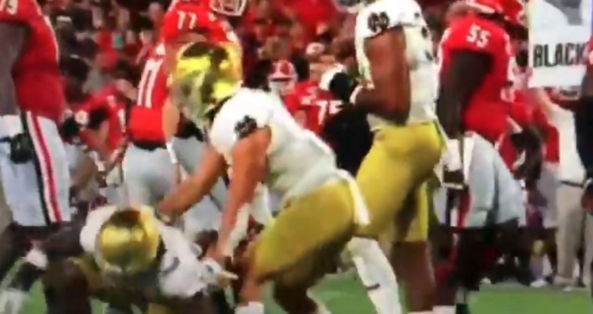 Notre Dame appears to fake an injury against Georgia.