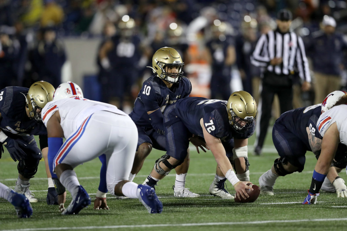 Malcolm Perry under center for the Navy Midshipmen.