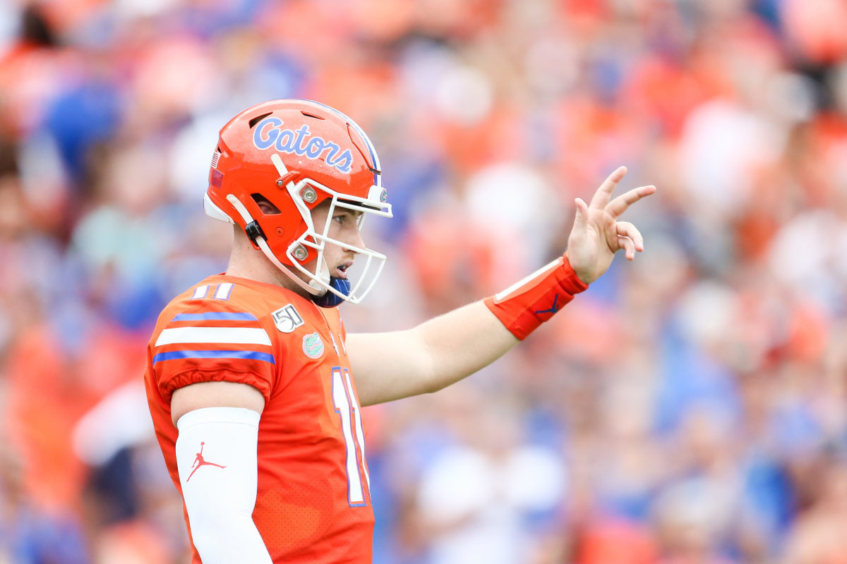 Florida quarterback Kyle Trask plays for the Gators in an SEC game.