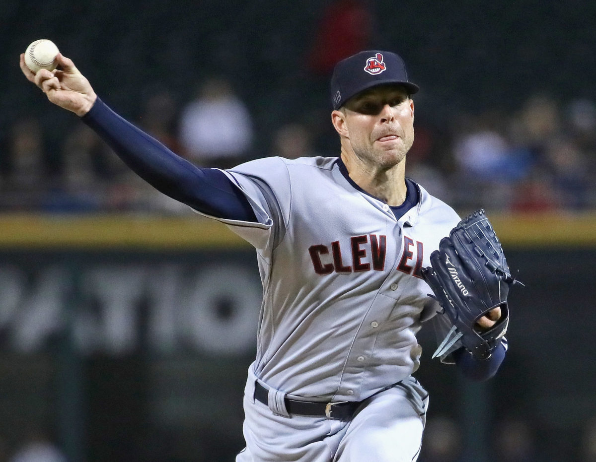Corey Kluber throws a pitch against the Chicago White Sox.