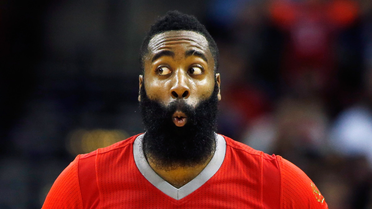 James Harden making a funny face.