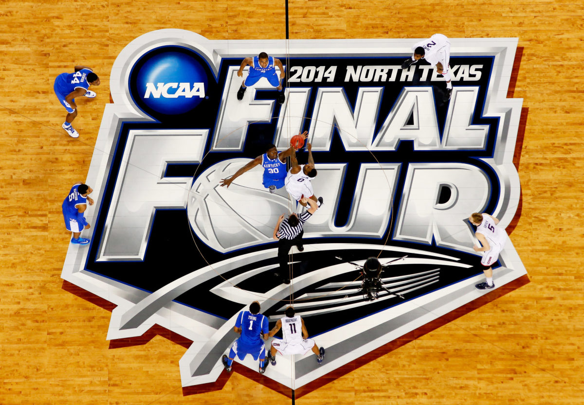 an overview shot of the ncaa tournament final four in arlington