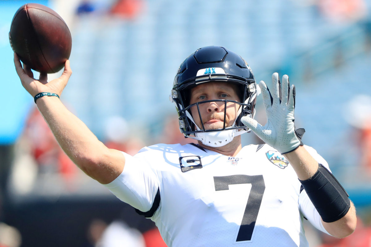Nick Foles throws a pass for the Jaguars.