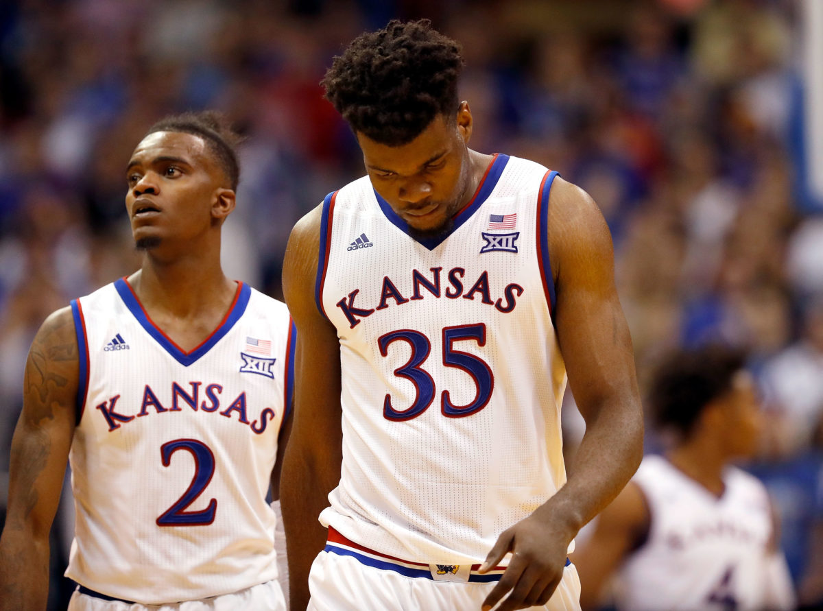 Udoka Azubuike and Lagerald Vick in their Kansas uniforms.