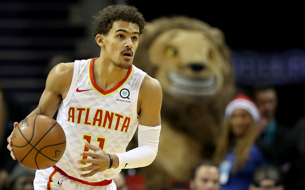 Trae Young playing for the Atlanta Hawks.