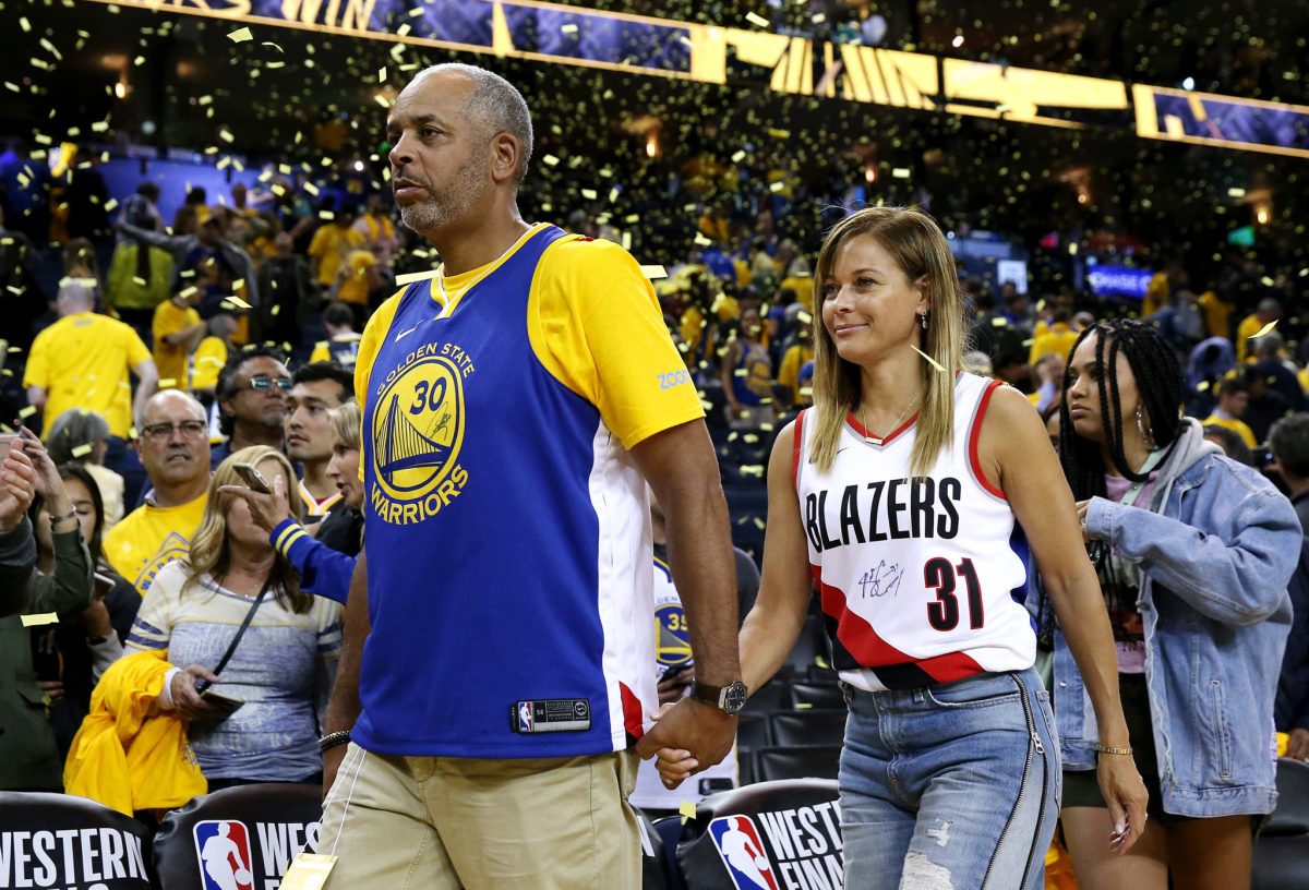 dell and sonya curry arrive at game 1