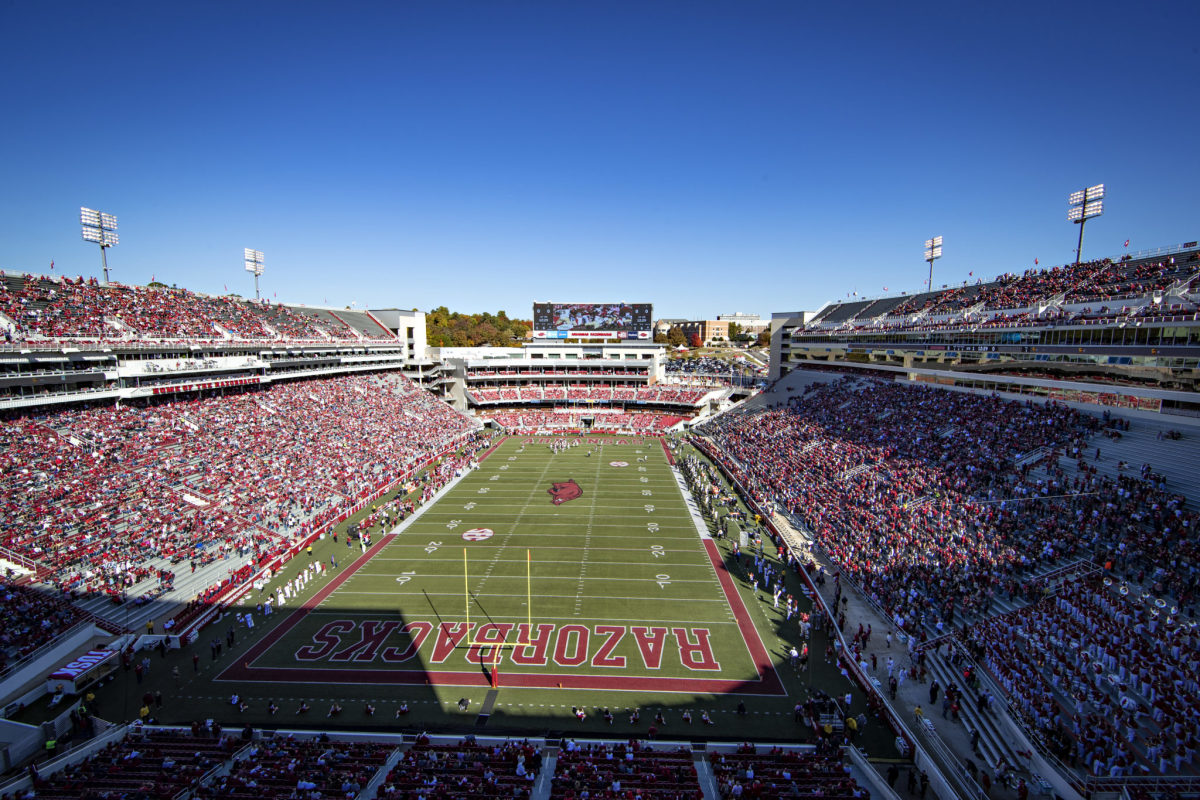 A general view of Arkansas' football stadium.