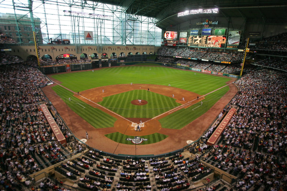 A general view of the Houston Astros stadium.