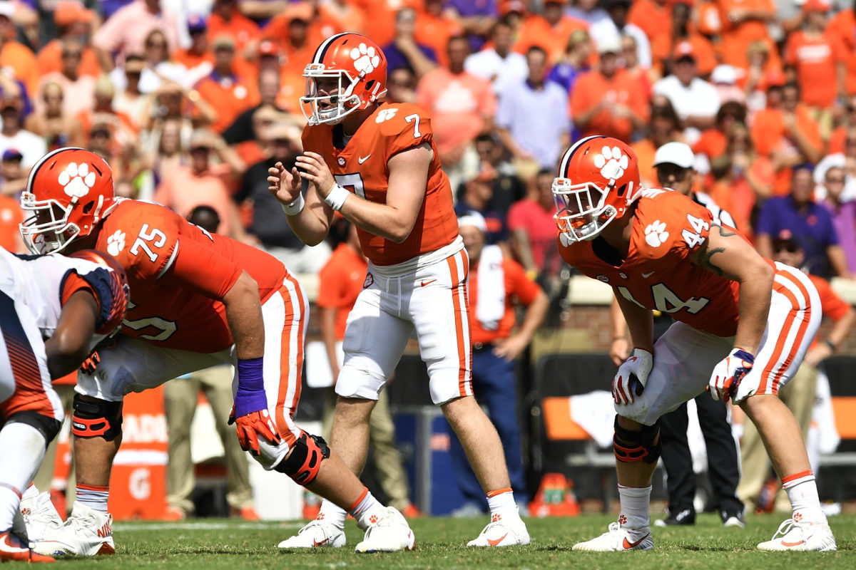 Clemson's Chase Brice waits for a snap against Syracuse.
