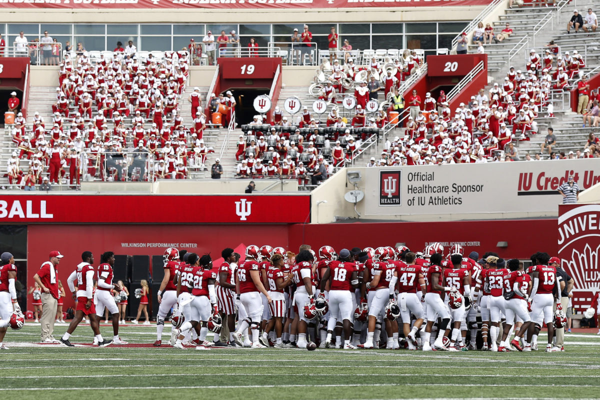 A field view of Indiana players in a game.