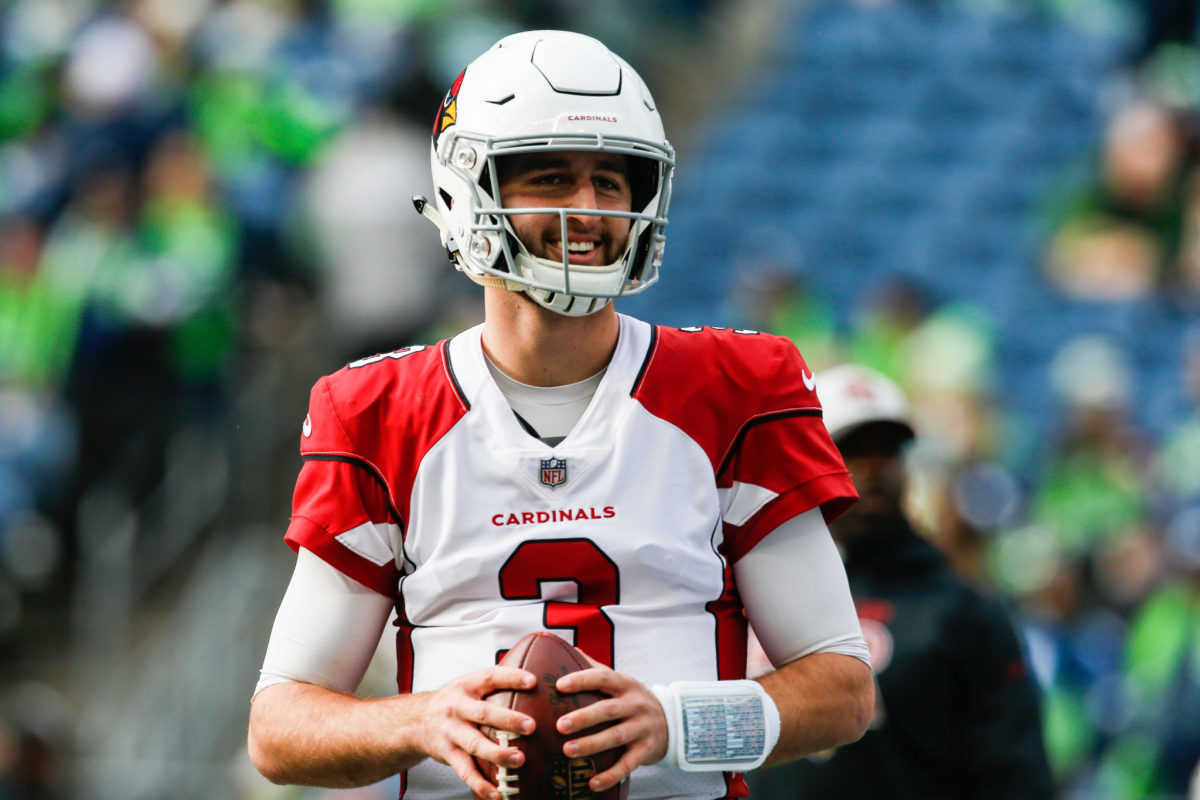Josh Rosen warms up before a game.