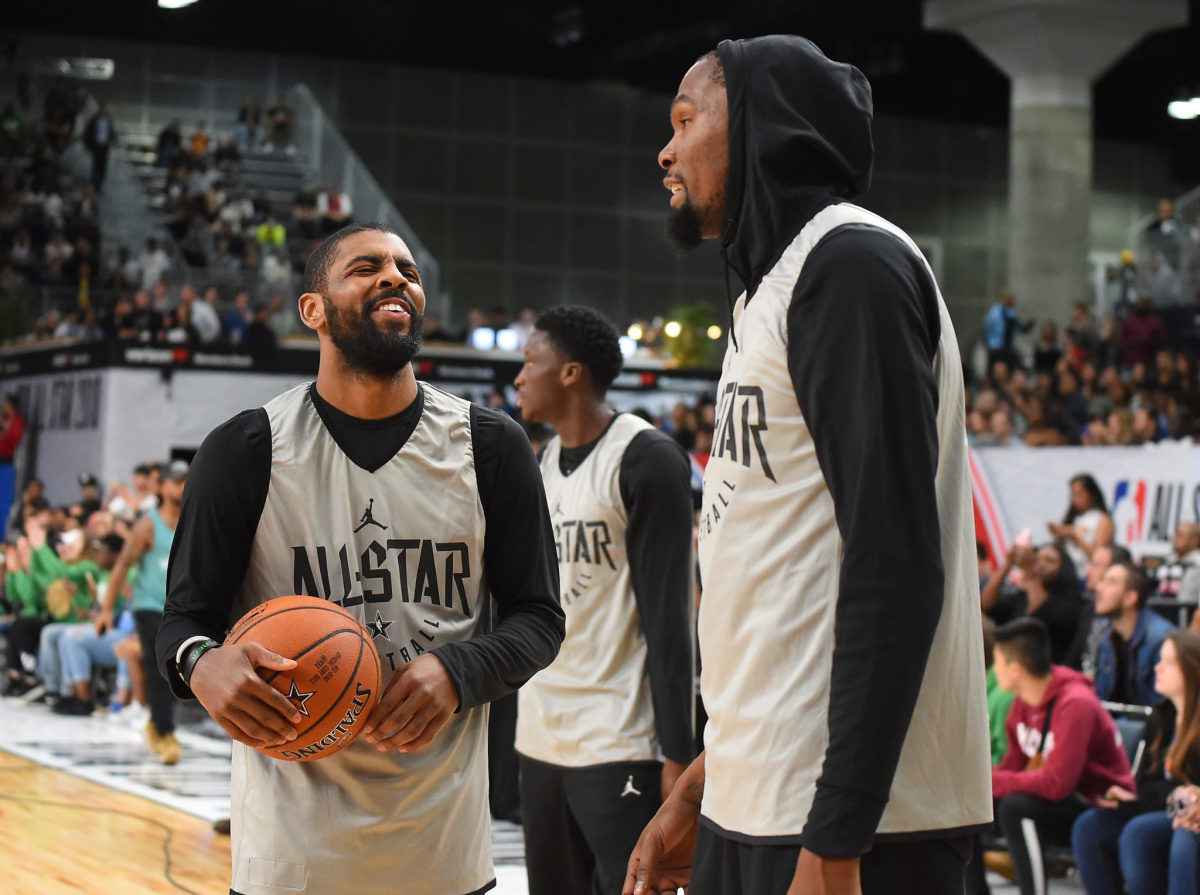 kyrie irving and kevin durant talk at the all-star game