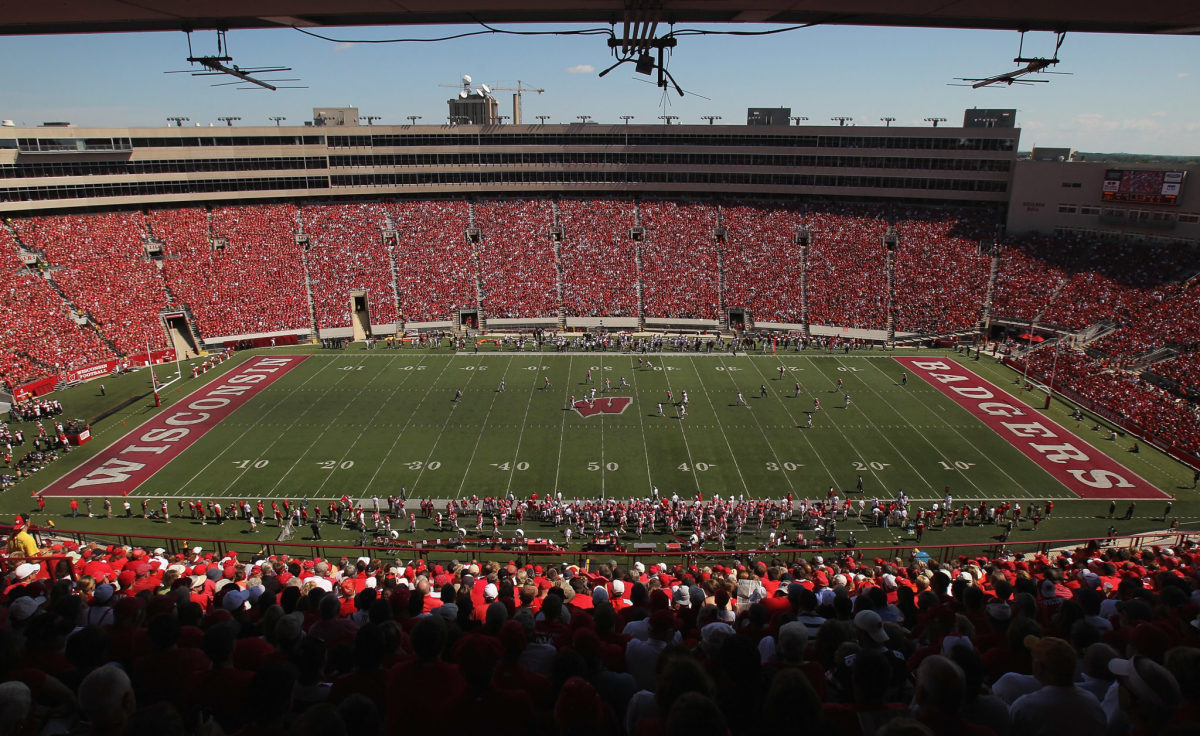A view of Wisconsin's Camp Randall from midfield.