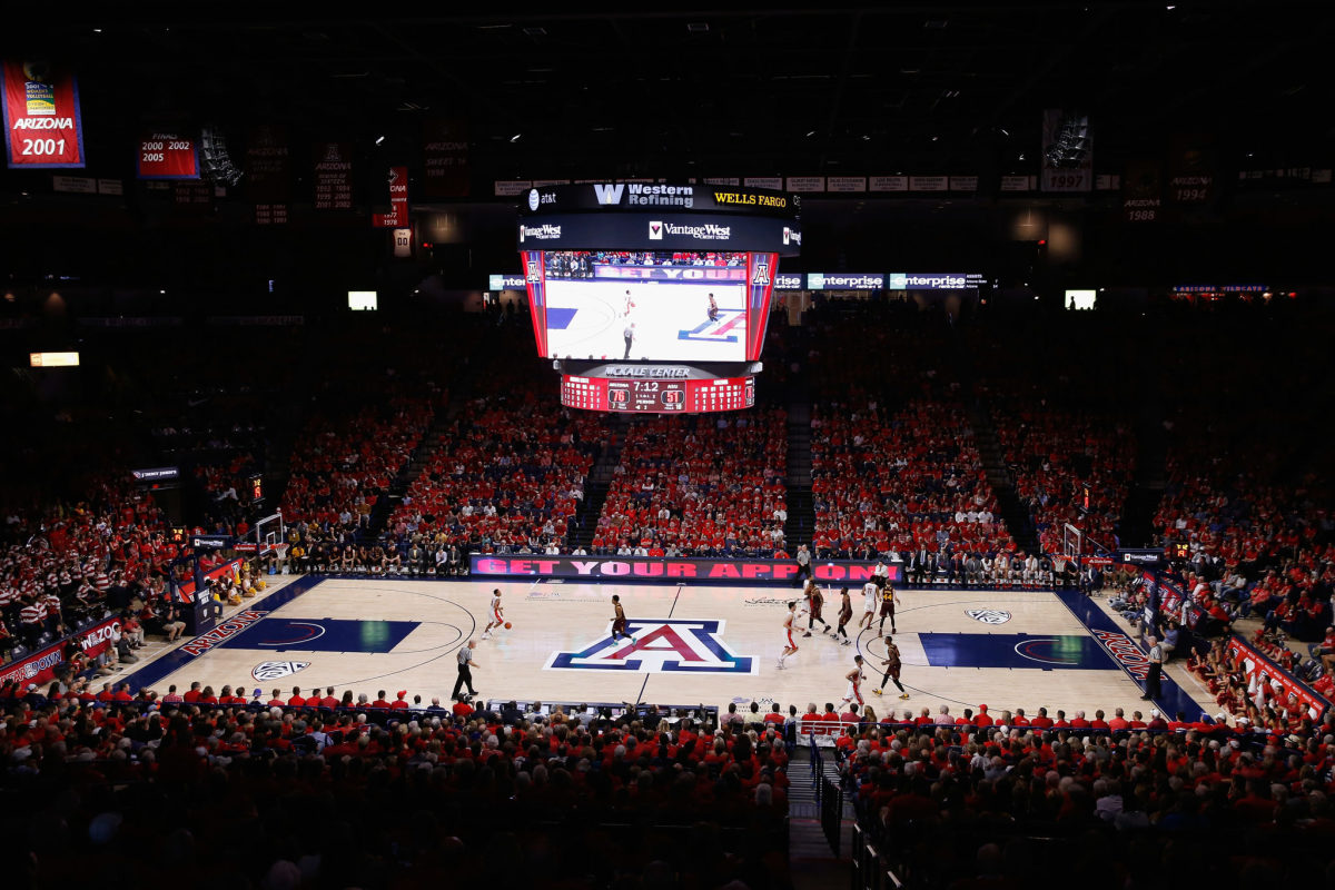 A general view of the Arizona basketball court.