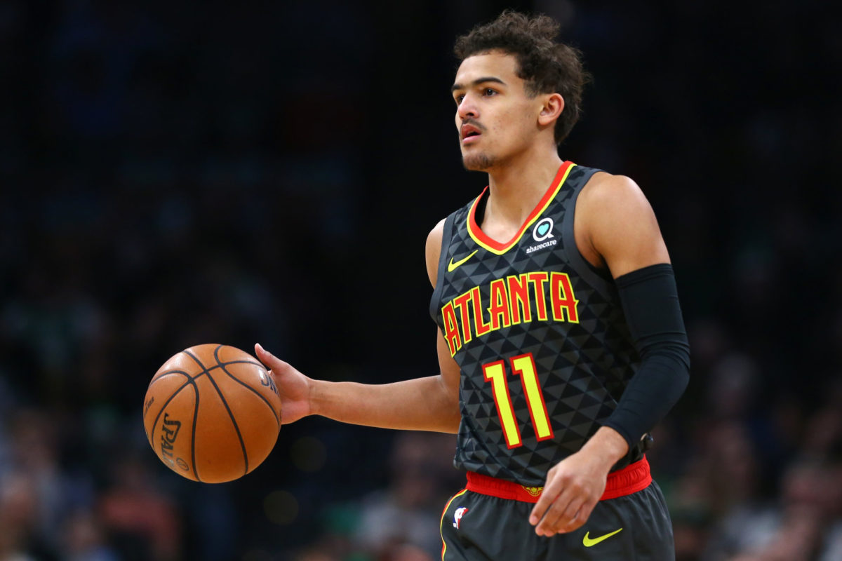 Trae Young playing for the Atlanta Hawks.
