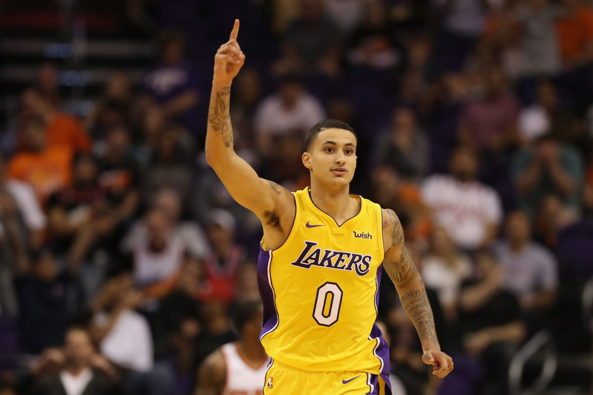 Kyle Kuzma playing for the Los Angeles Lakers.