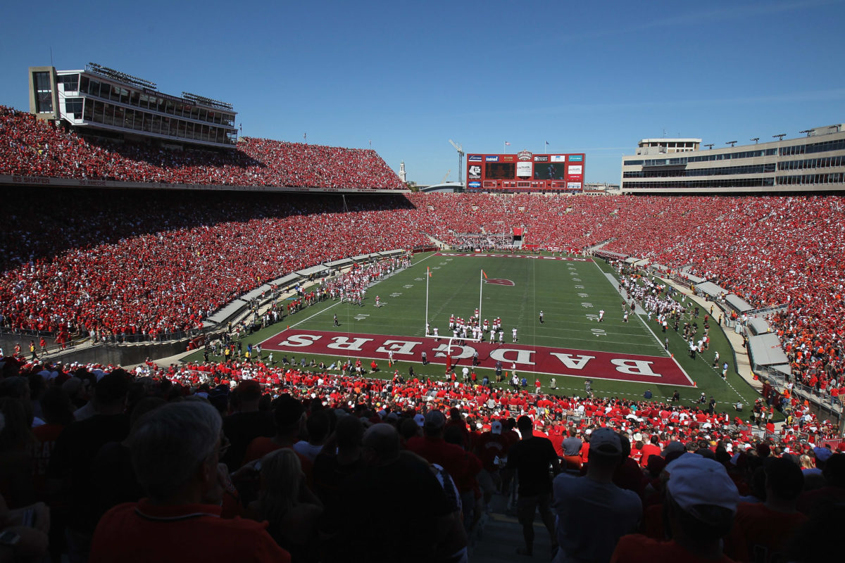 Wisconsin fans pack the stadium to watch a game.