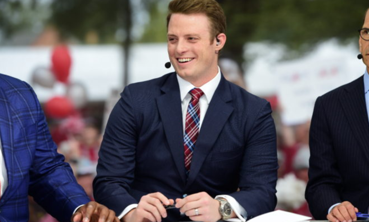 Greg McElroy while on TV for the SEC Network.