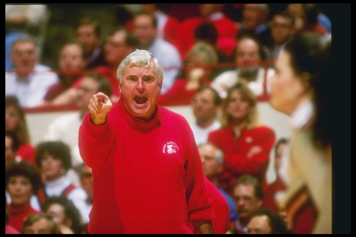 Indiana Hoosiers head coach Bob Knight looks on during a game against the Minnesota Golden Gophers.