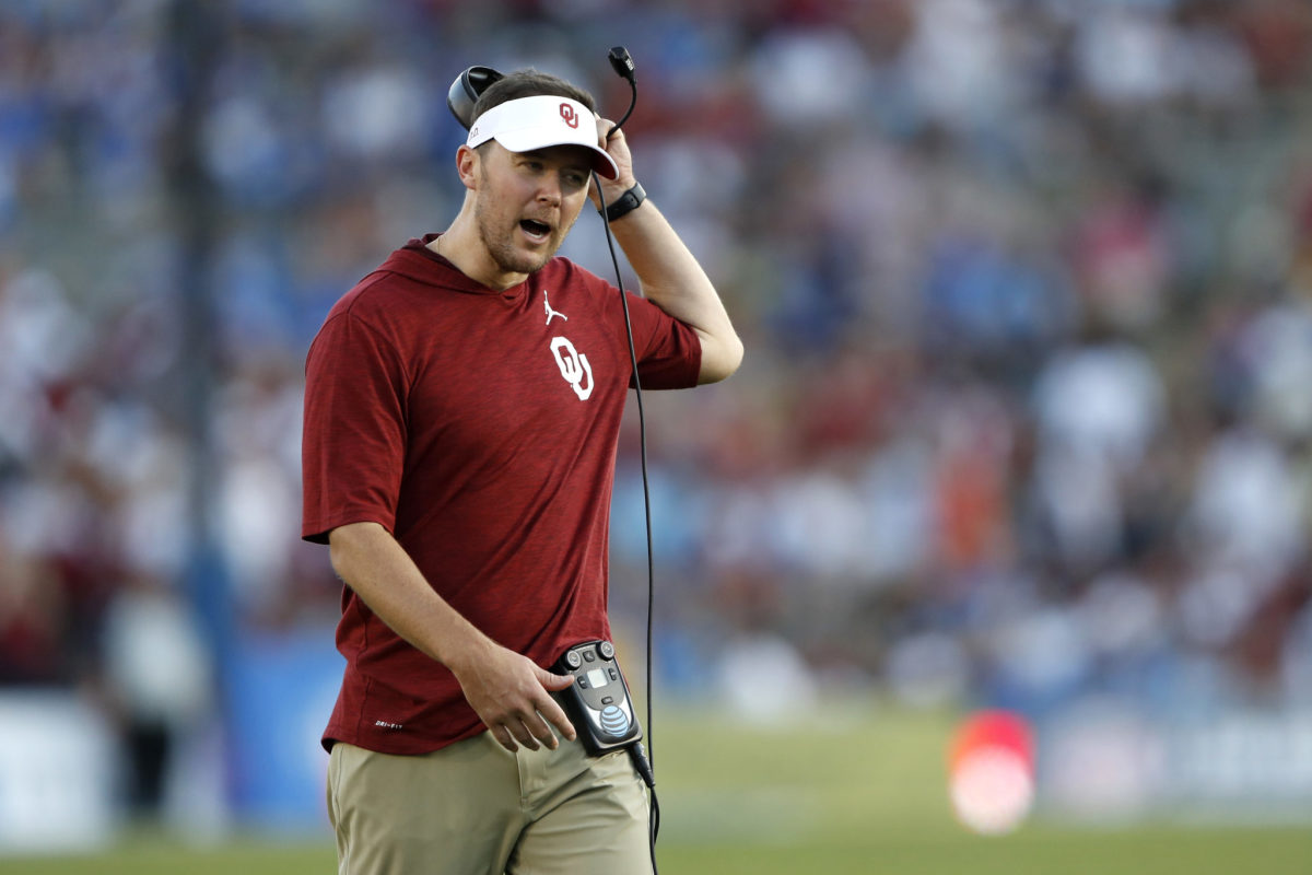 Lincoln Riley coaching for Oklahoma football against UCLA.