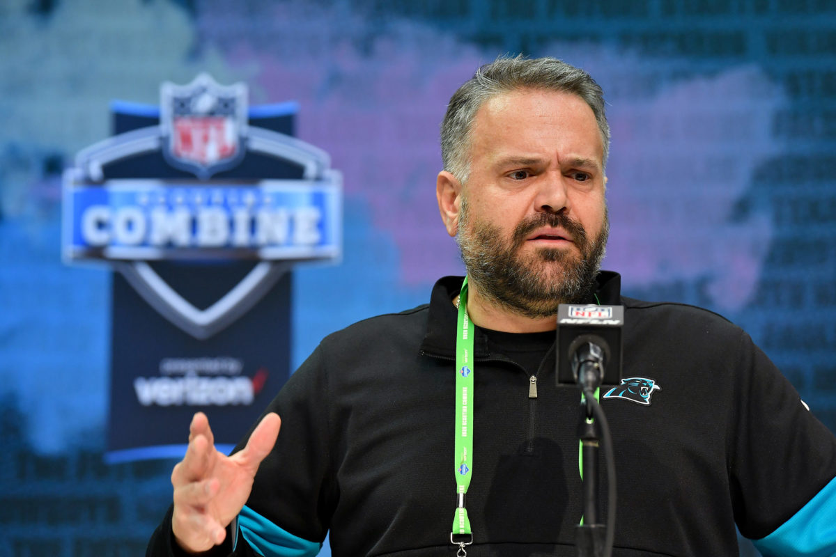 Matt Rhule at the NFL Scouting Combine.