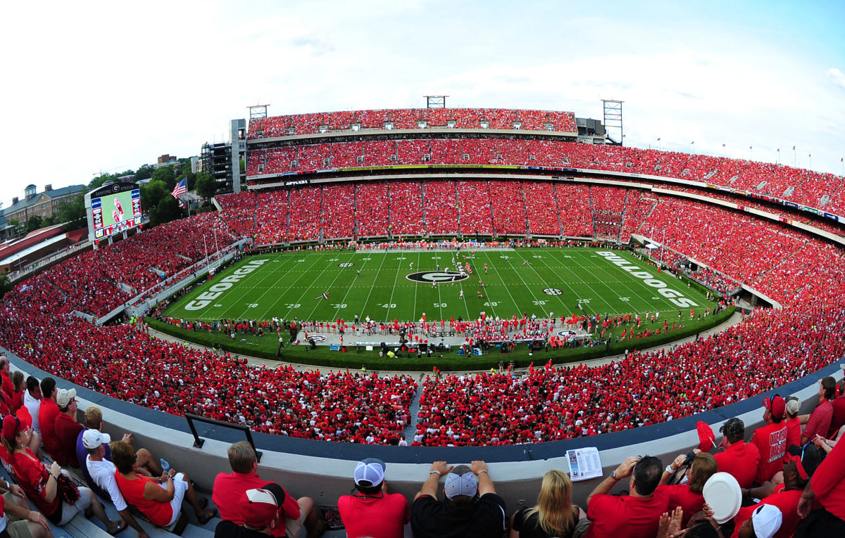 A general view of Georgia's football stadium during a game.
