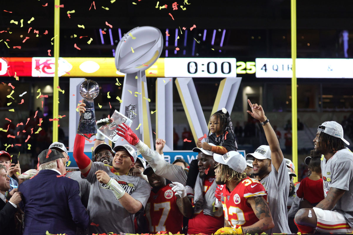 Patrick Mahomes and the Chiefs celebrate Super Bowl 54