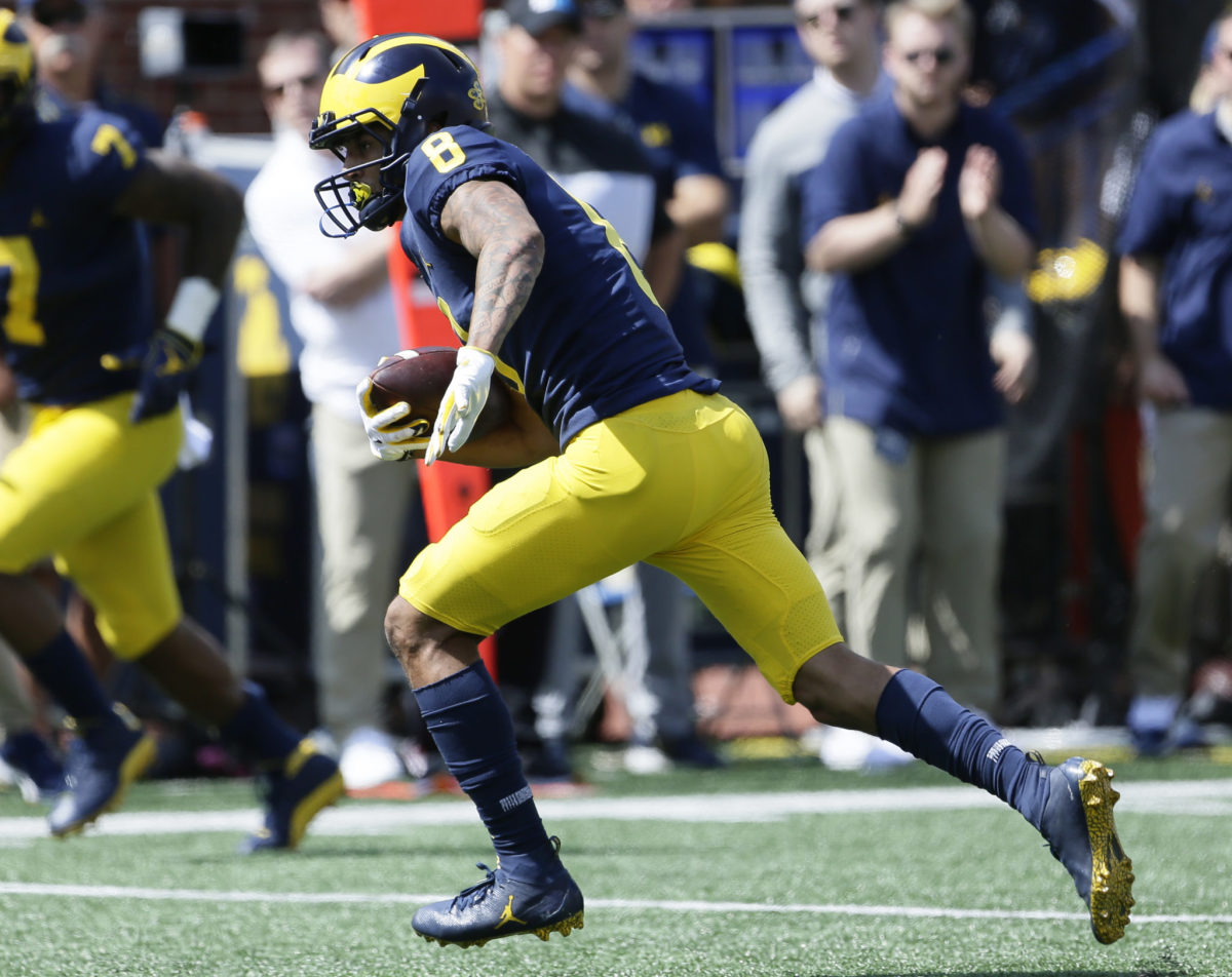 Michigan wide receiver Ronnie Bell with the ball.