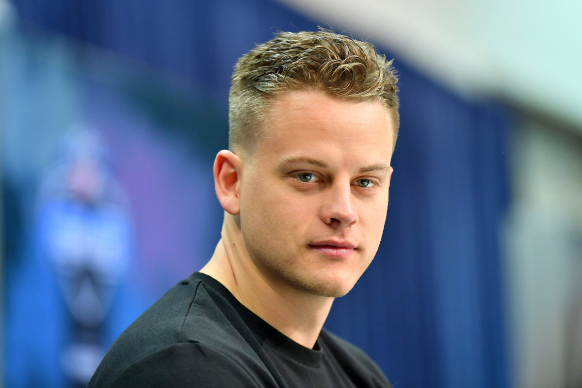 Joe Burrow at Day 1 of the NFL Combine in Indianapolis.