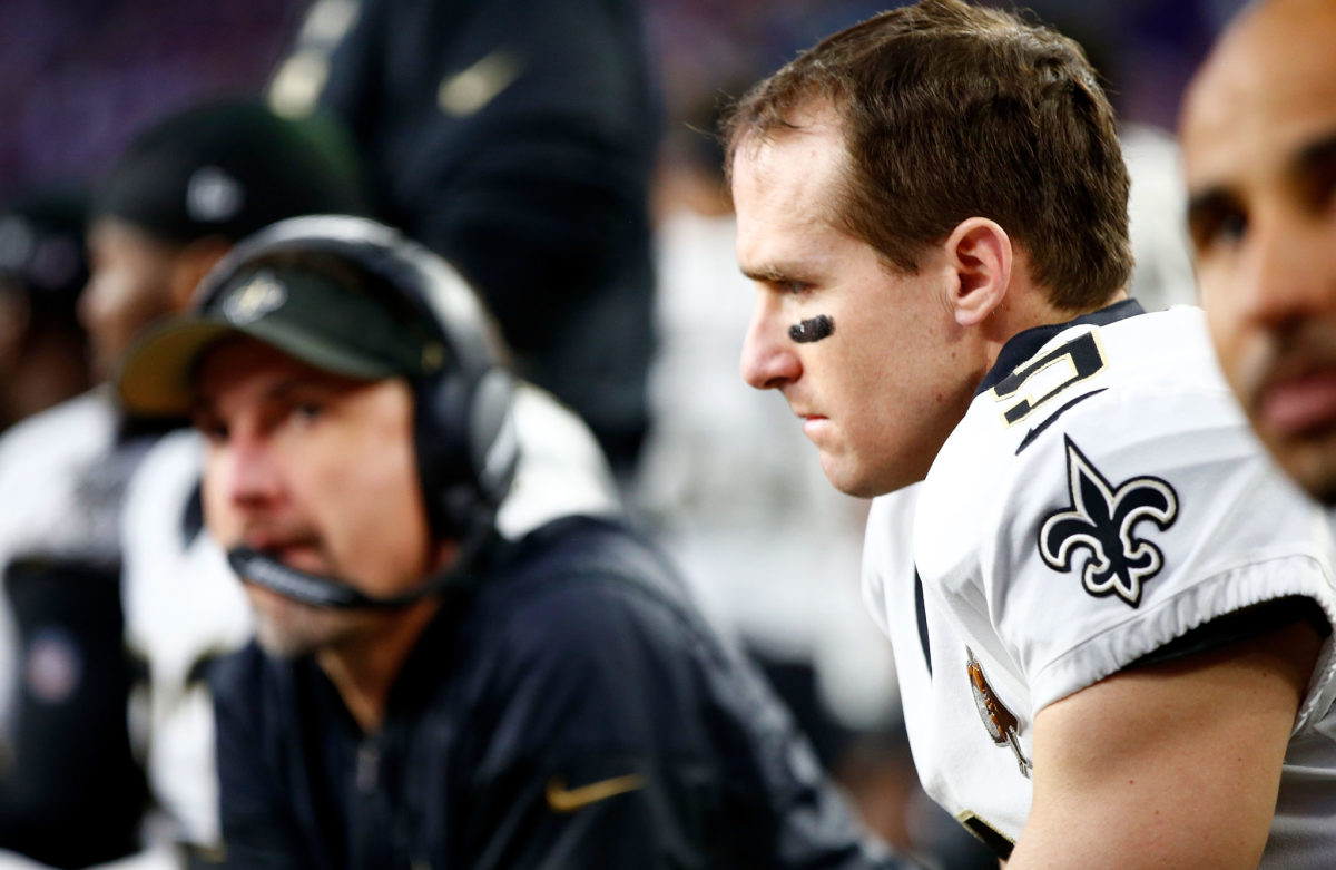 Drew Brees on the sidelines.